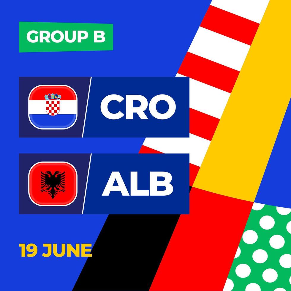 Kroatien vs. Albanien Fußball 2024 Spiel gegen. 2024 Gruppe Bühne Meisterschaft Spiel gegen Teams Intro Sport Hintergrund, Meisterschaft Wettbewerb vektor