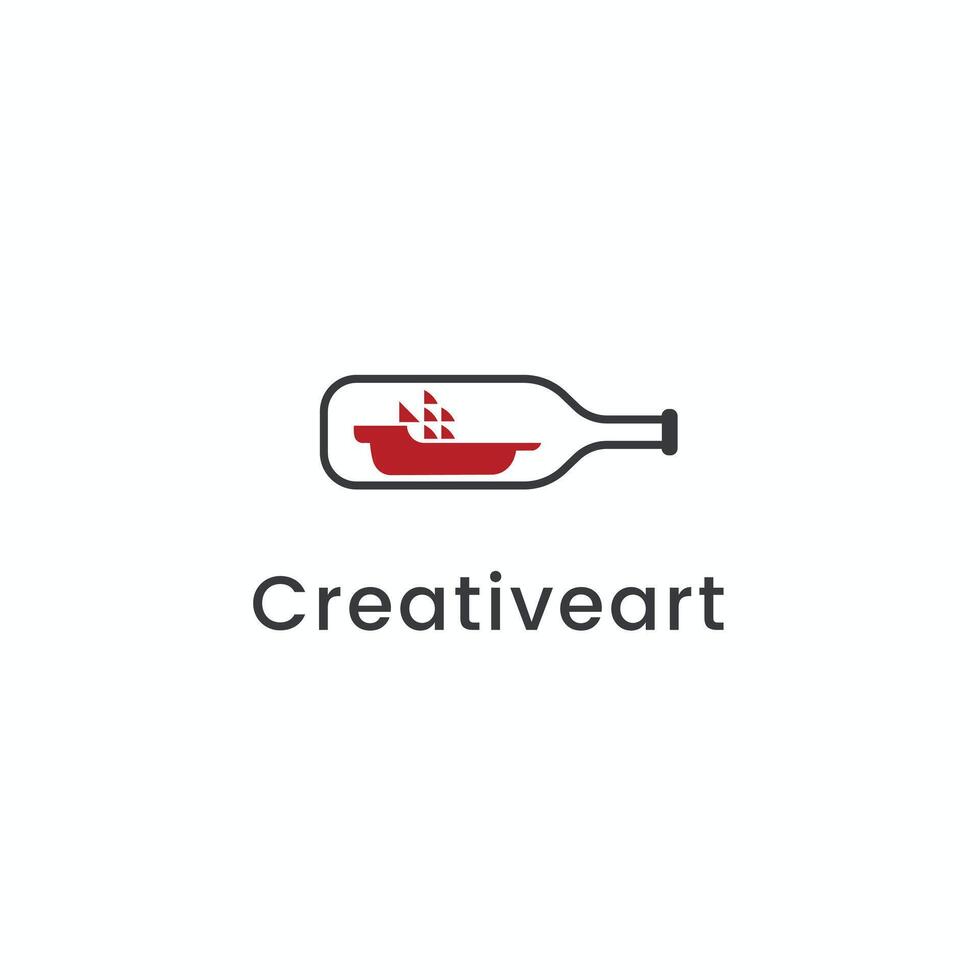 flaska fartyg nautisk abstrakt modern mål företag logotyp flaska logotyp design med fartyg vektor