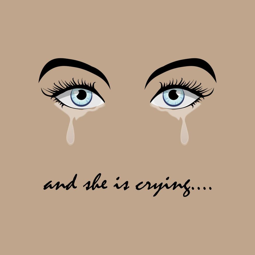 ögon vektor illustration. gråt kvinna. tecknad serie.