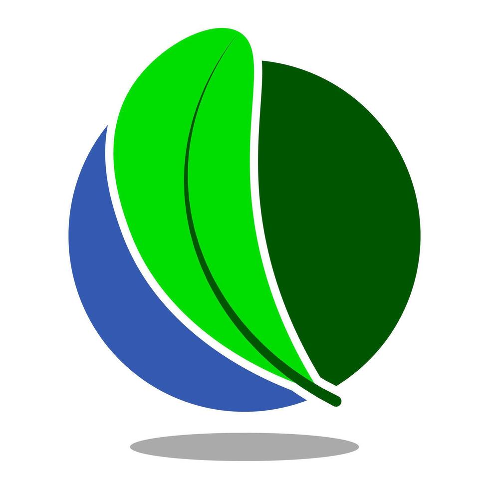 cirkel natur logotyp. blå och grön. blad. vektor