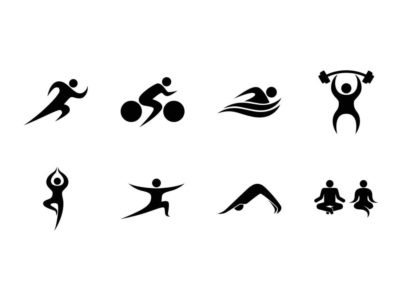 einstellen von Sport und Yoga posiert Symbol Logo Illustration. vektor