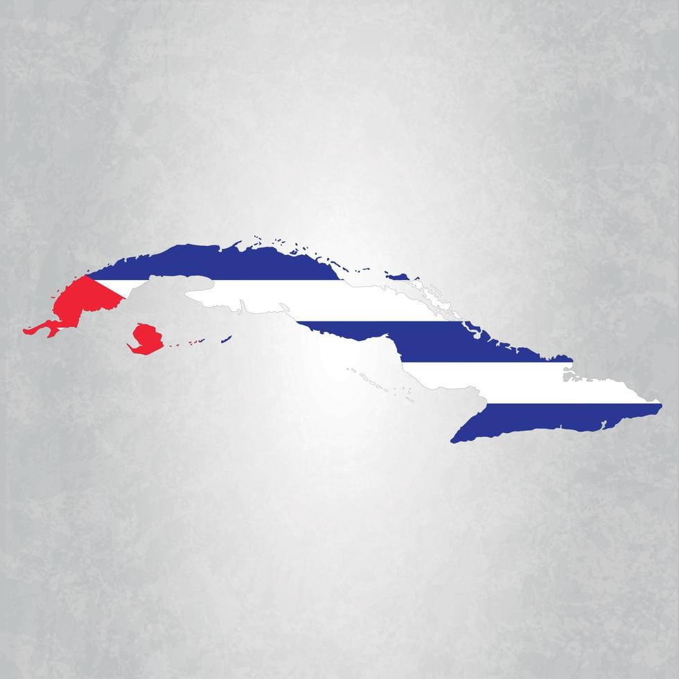 Kuba karta med flagga vektor