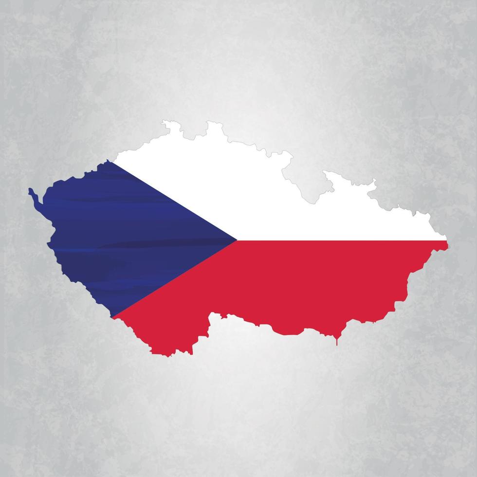 Karte der Tschechischen Republik mit Flagge vektor