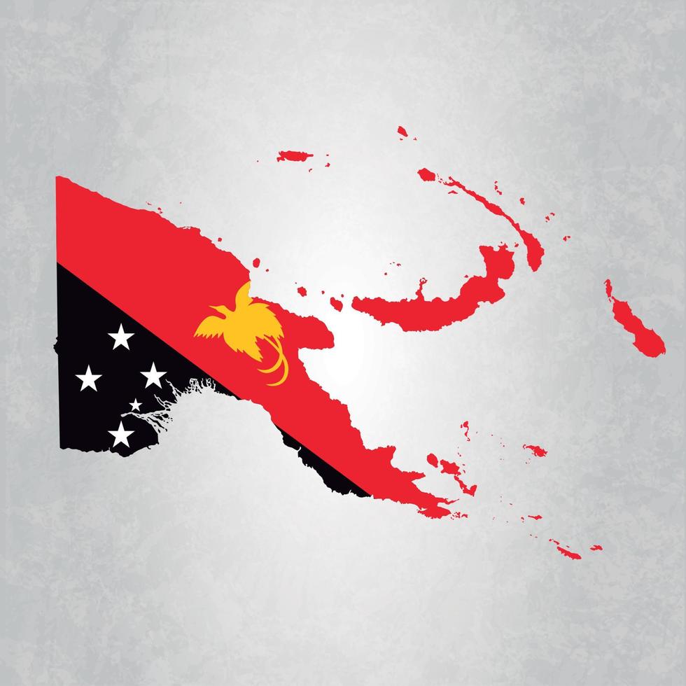 Papua-Neuguinea-Karte mit Flagge vektor