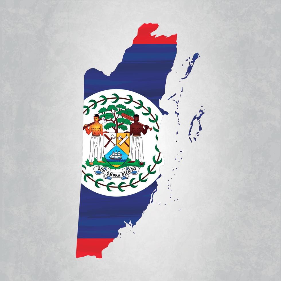 belize karta med flagga vektor