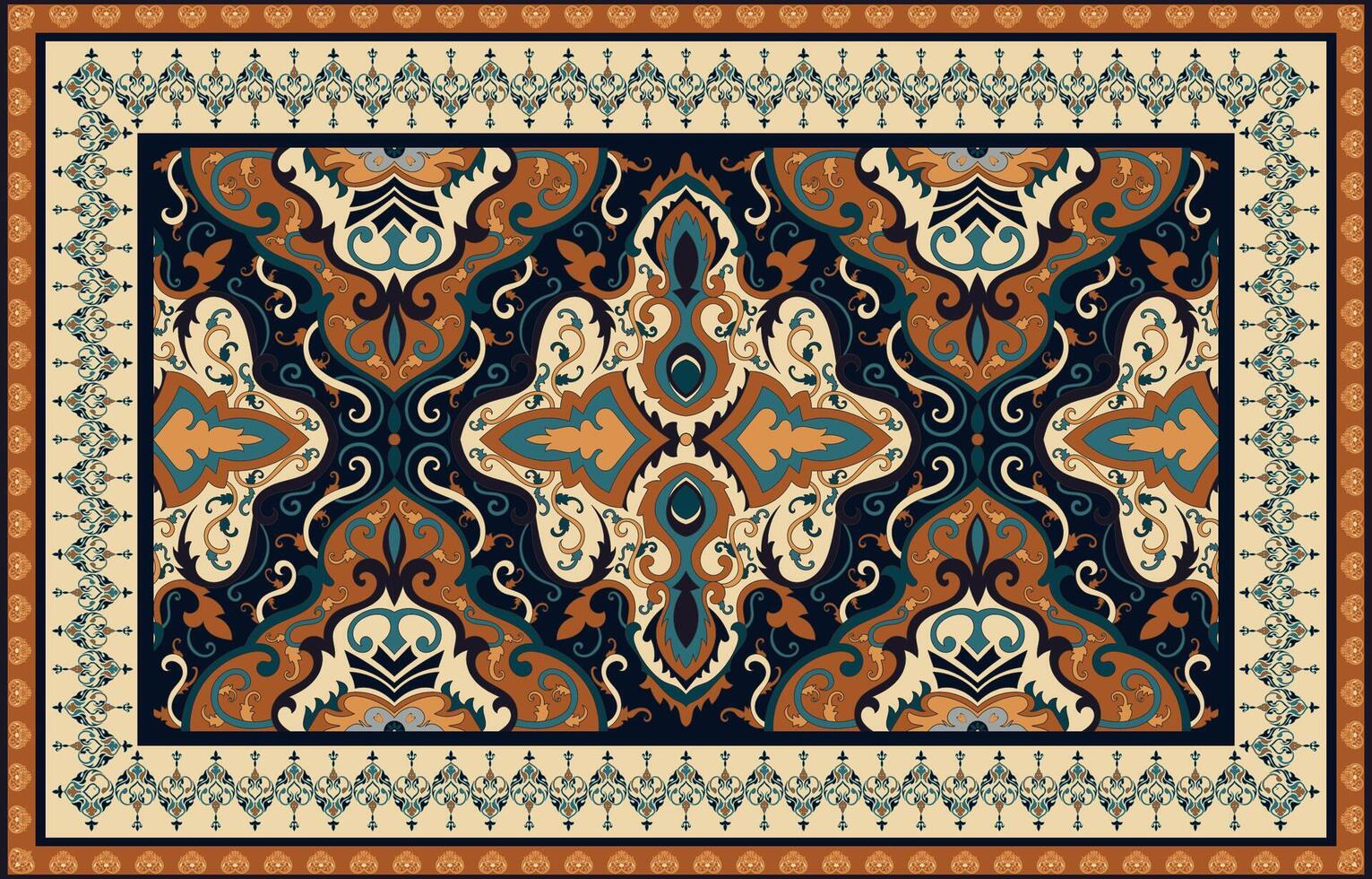 bunt Zier Design zum Teppich, Tapis, Yoga Matte. geometrisch ethnisch Clip Art. arabisch Zier Teppich mit dekorativ elements.persian Teppich vektor