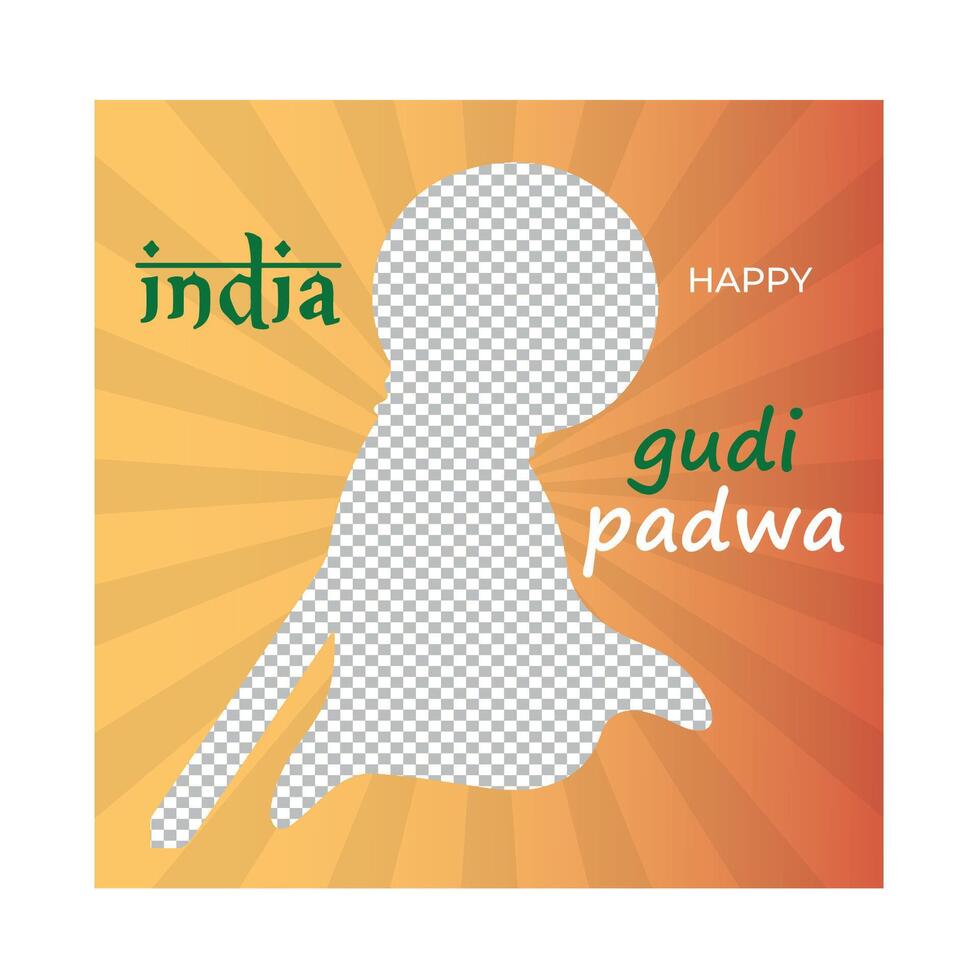 fri Gudi Padwa religiös indisk festival firande kort design vektor