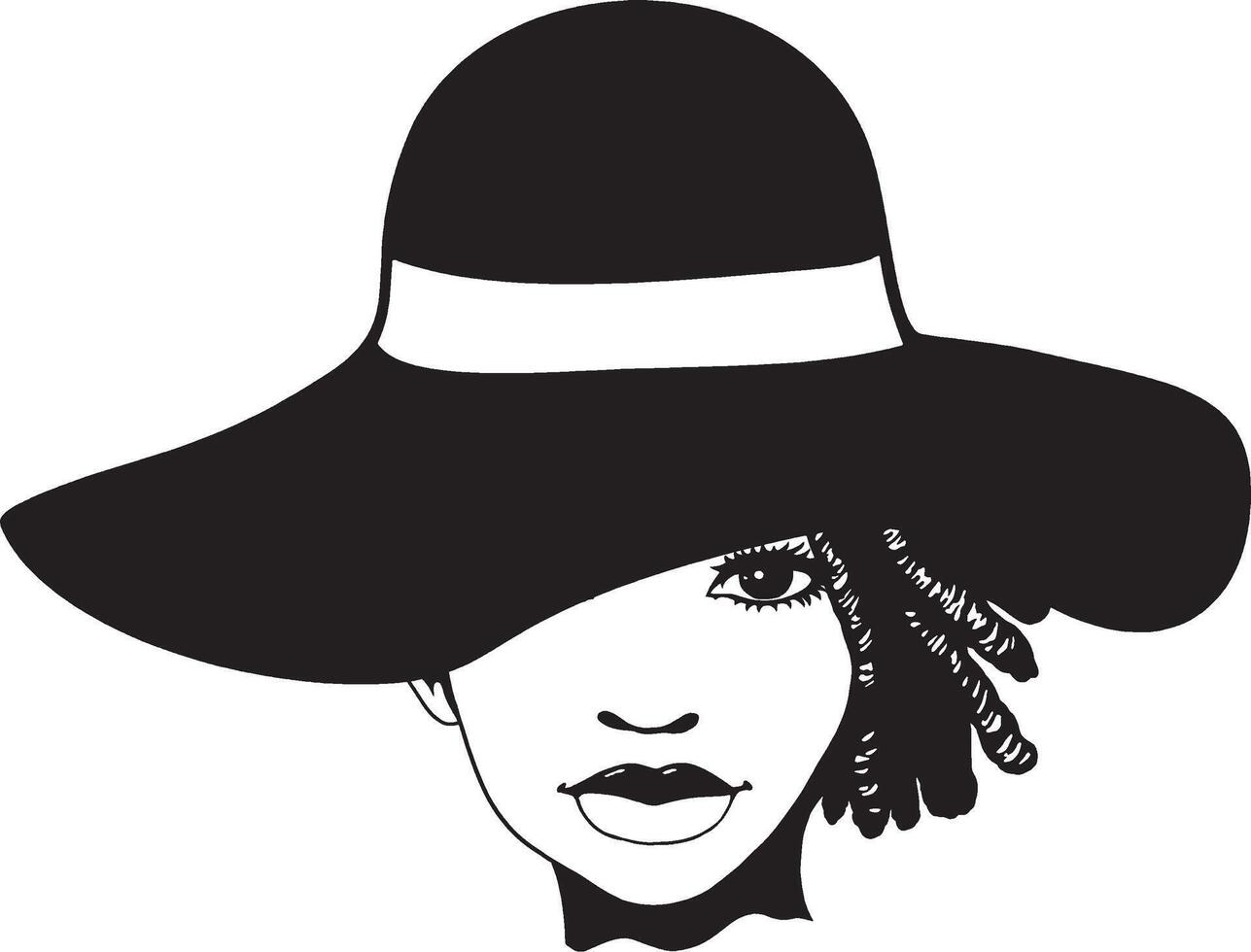 illustration av en kvinna bär en hatt vektor