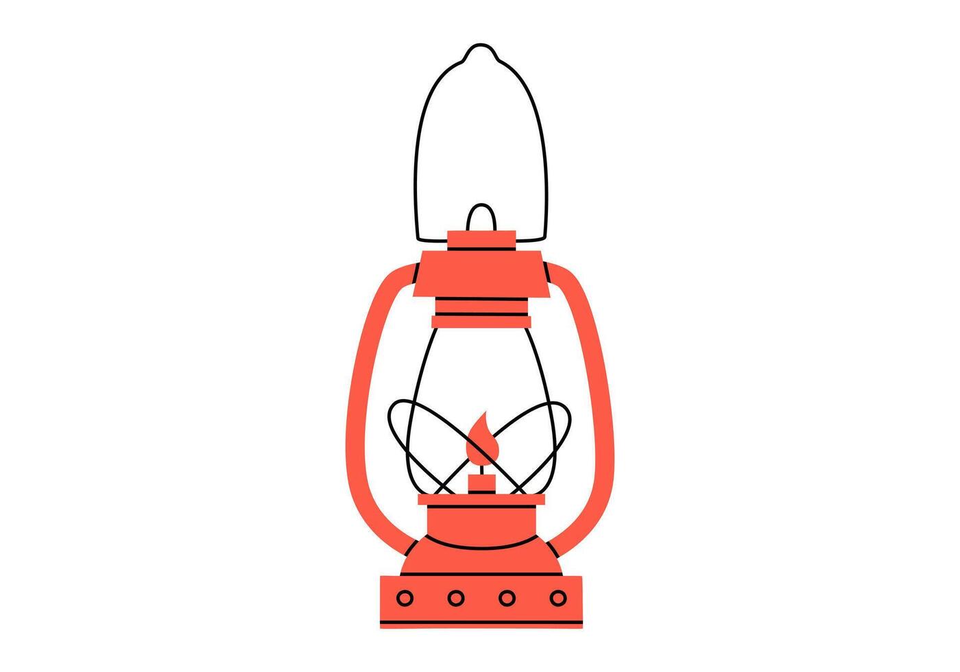 Hand gezeichnet süß Karikatur Illustration von Camping Laterne. eben draussen Feuer Ausrüstung Aufkleber im farbig Gekritzel Stil. Tourismus Kerosin Lampe Symbol mit Umriss. Abenteuer, wandern. isoliert. vektor