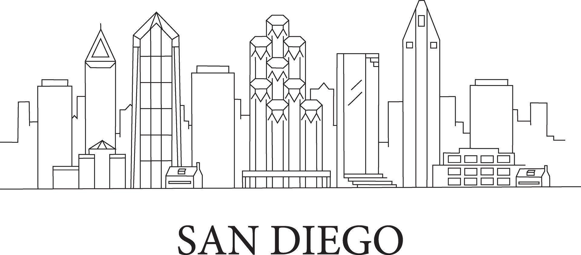 san Diego Stadt Linie zeichnen vektor