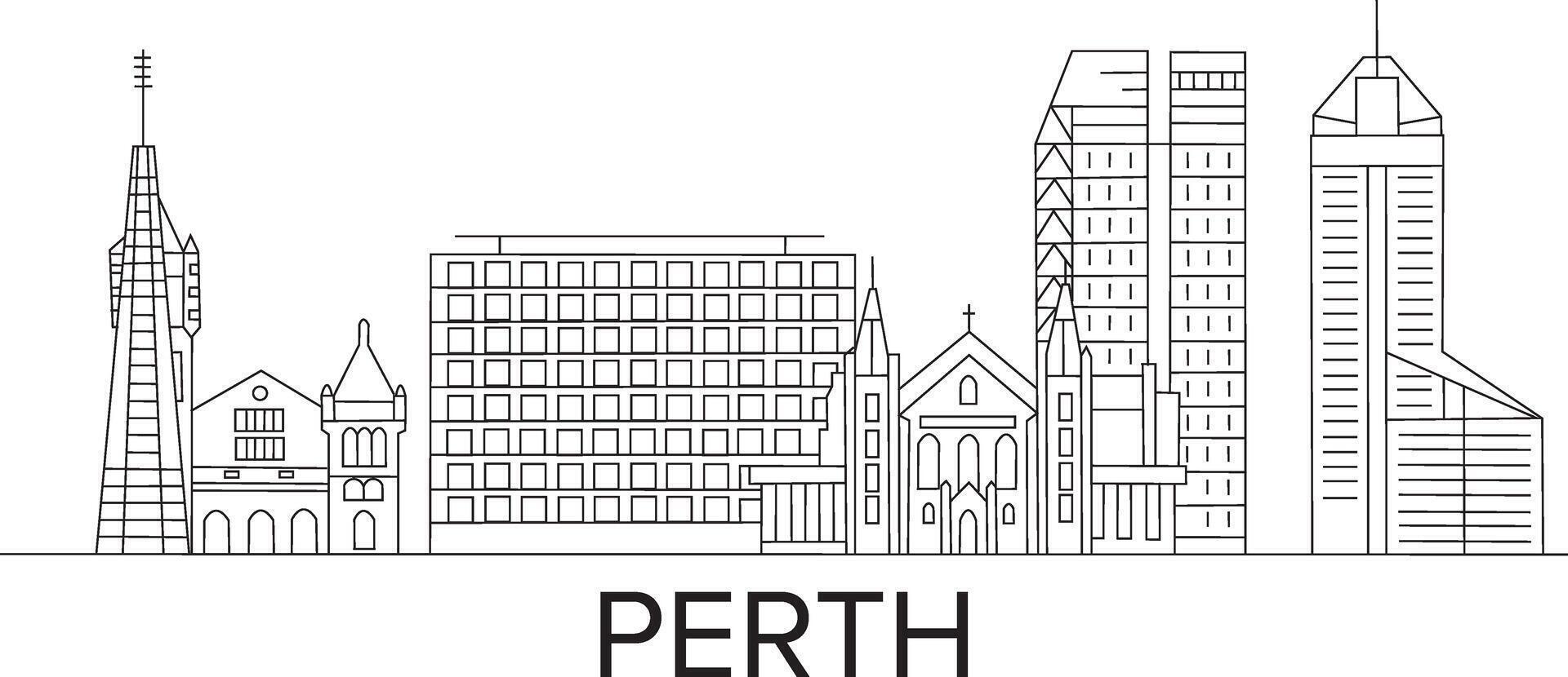 Perth Stadt Linie zeichnen vektor