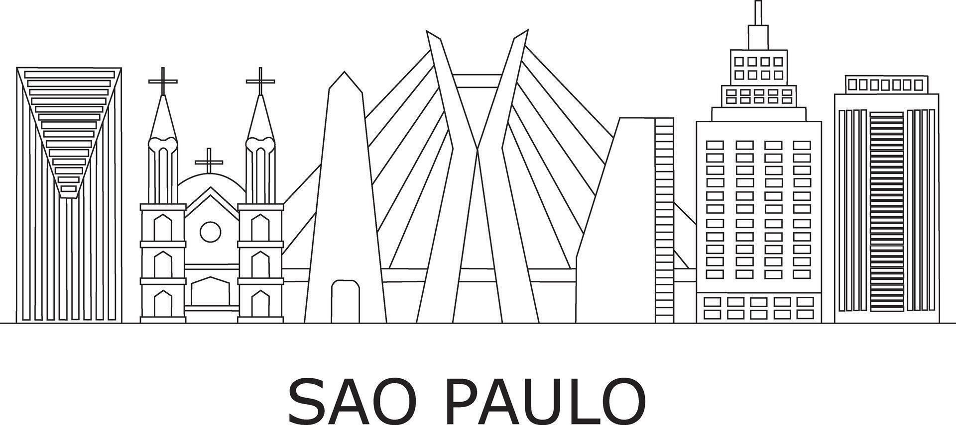 sao Paulo Stadt Linie zeichnen vektor
