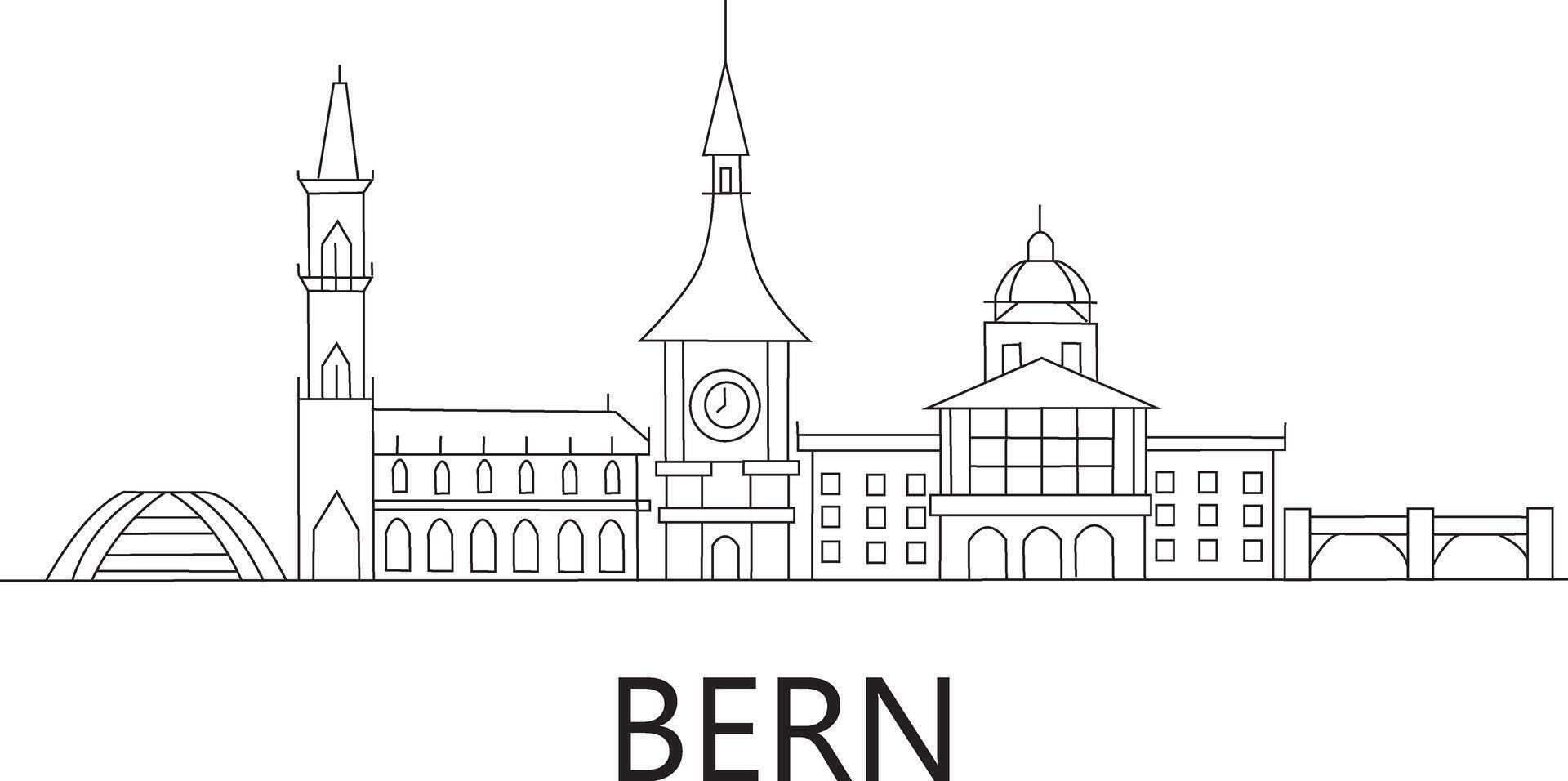 Bern Stadt Linie zeichnen vektor