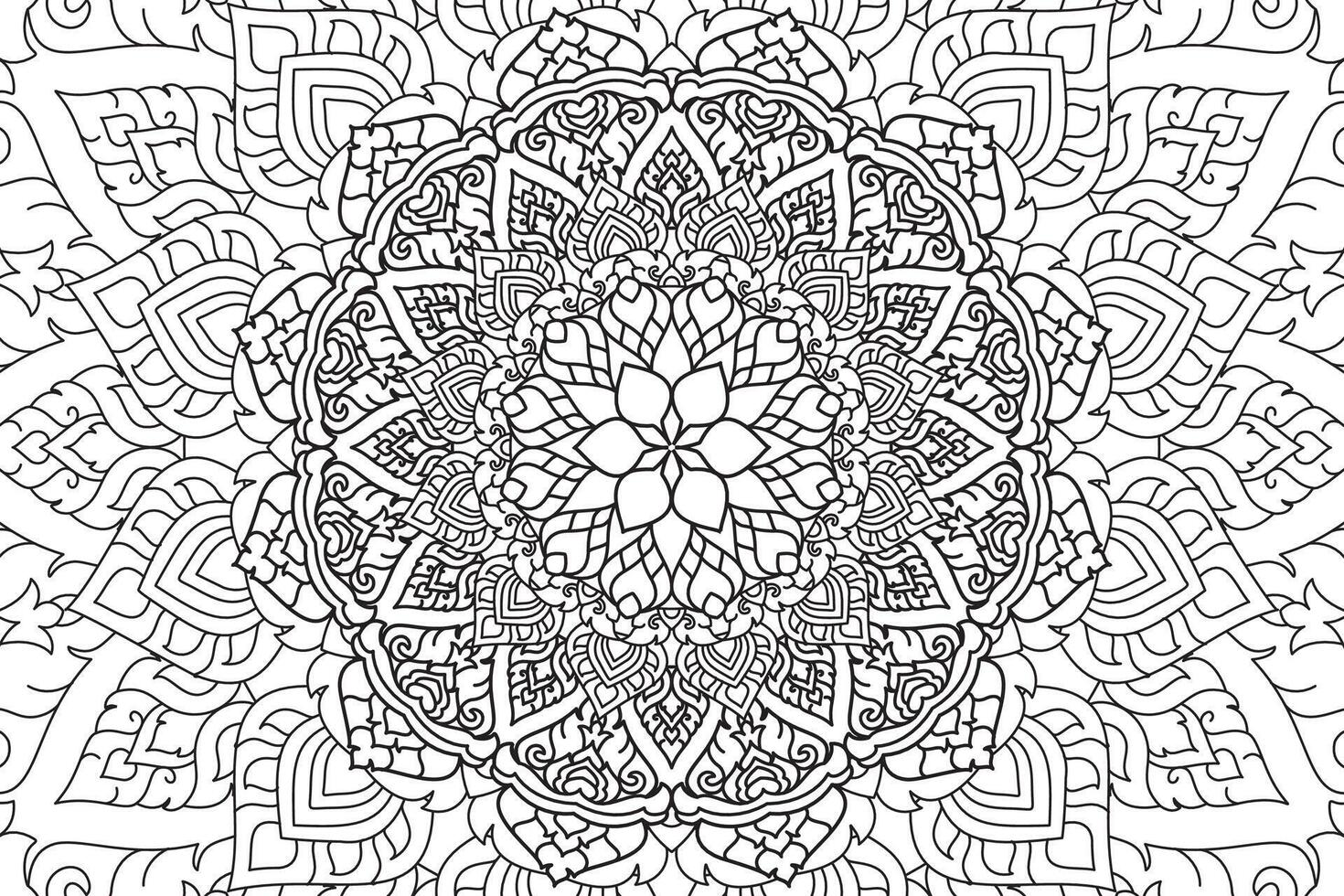 Mandala Färbung Seite zum Kinder und Erwachsene Seite zum Entspannung und Meditation. kreisförmig Muster. dekorativ Ornament ethnisch orientalisch Stil. Linie Kunst Zeichnung Färbung Buchseite. Illustration vektor