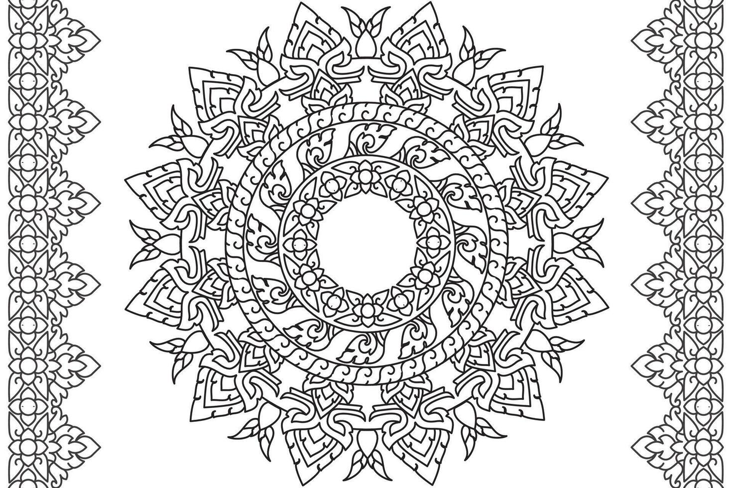 Mandala Färbung Seite zum Kinder und Erwachsene Seite zum Entspannung und Meditation. kreisförmig Muster. dekorativ Ornament ethnisch orientalisch Stil. Linie Kunst Zeichnung Färbung Buchseite. Illustration vektor