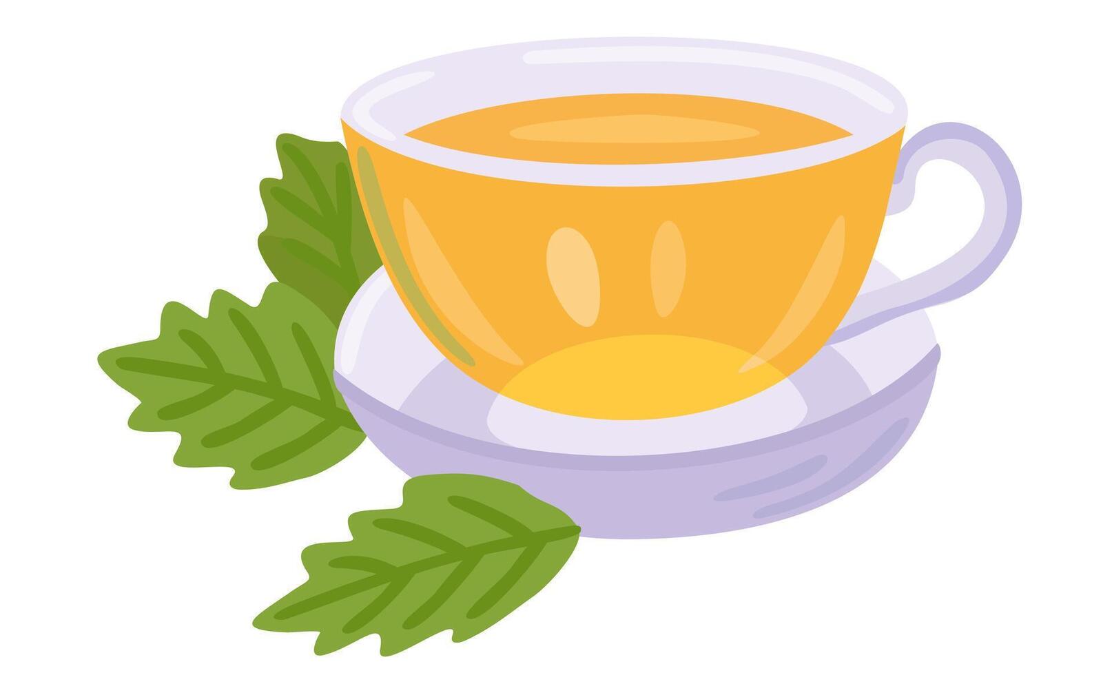 mynta te i kopp. gott friska varm dryck. isolerat illustration vektor