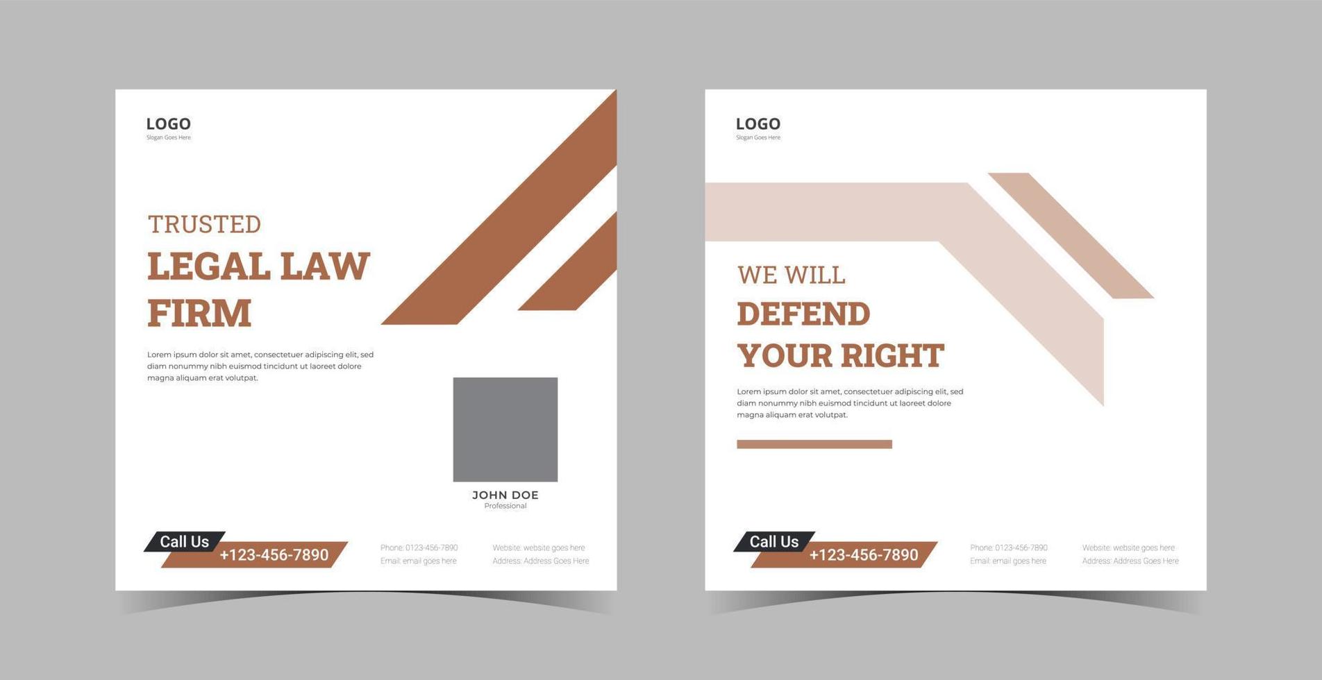 advokatbyrå designpaket för sociala medier. advokattjänst affischmall. vektor