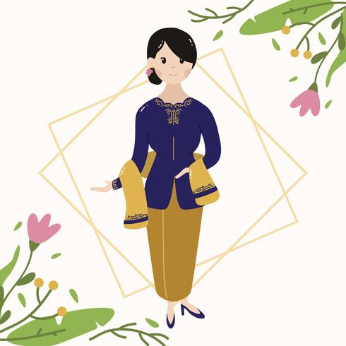 Indonesische Frauen, die Kebaya tragen vektor