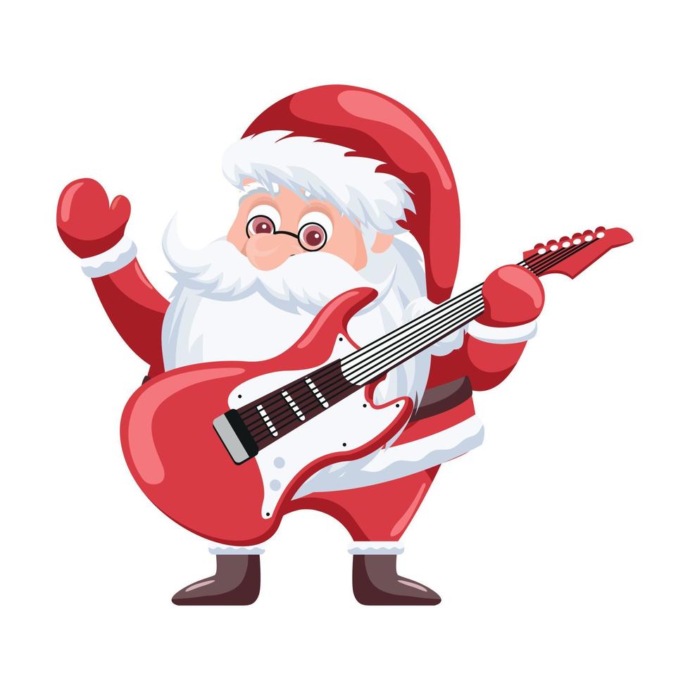 Rocker Weihnachtsmann mit Brille auf weißem Hintergrund vektor