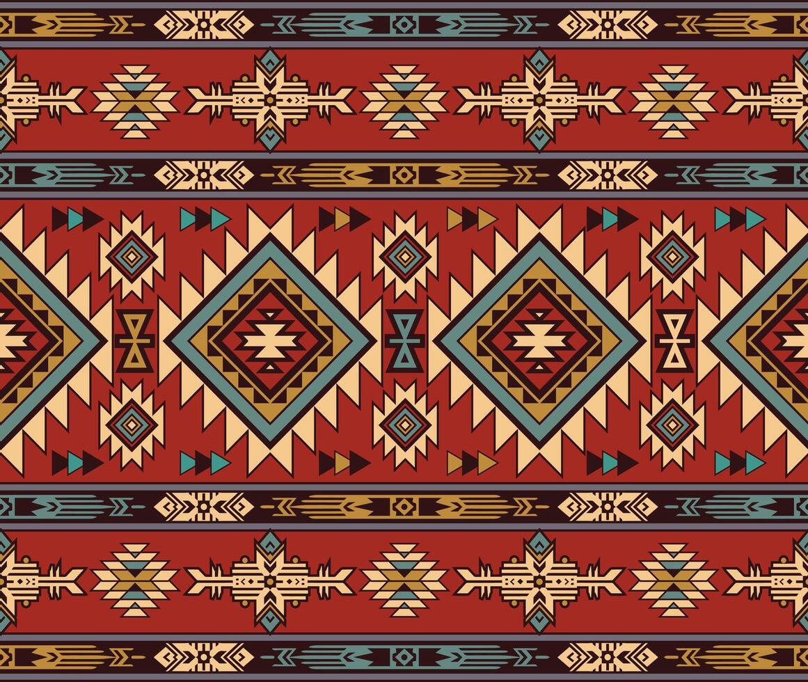 einheimisch amerikanisch indisch Ornament Muster geometrisch ethnisch Textil- Textur Stammes- aztekisch Muster navajo Mexikaner Stoff nahtlos Dekoration Mode vektor