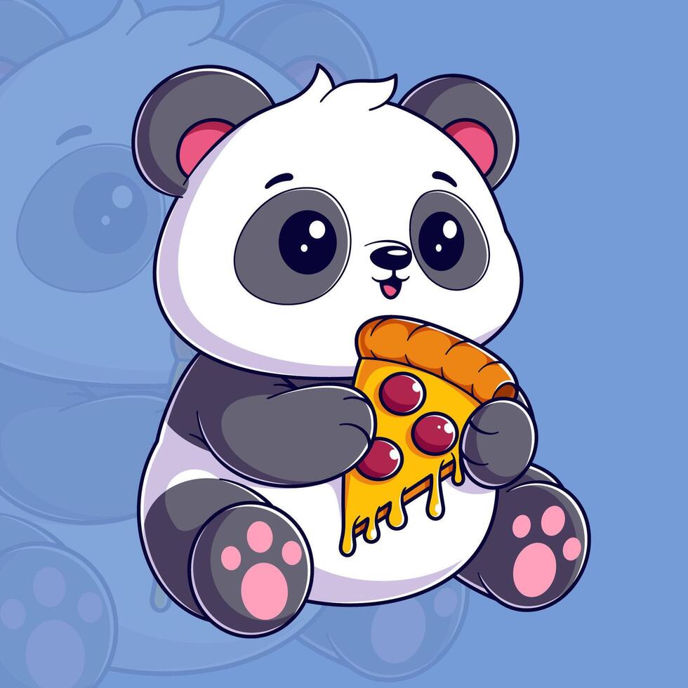 süß Panda Essen ein Scheibe von Pizza vektor