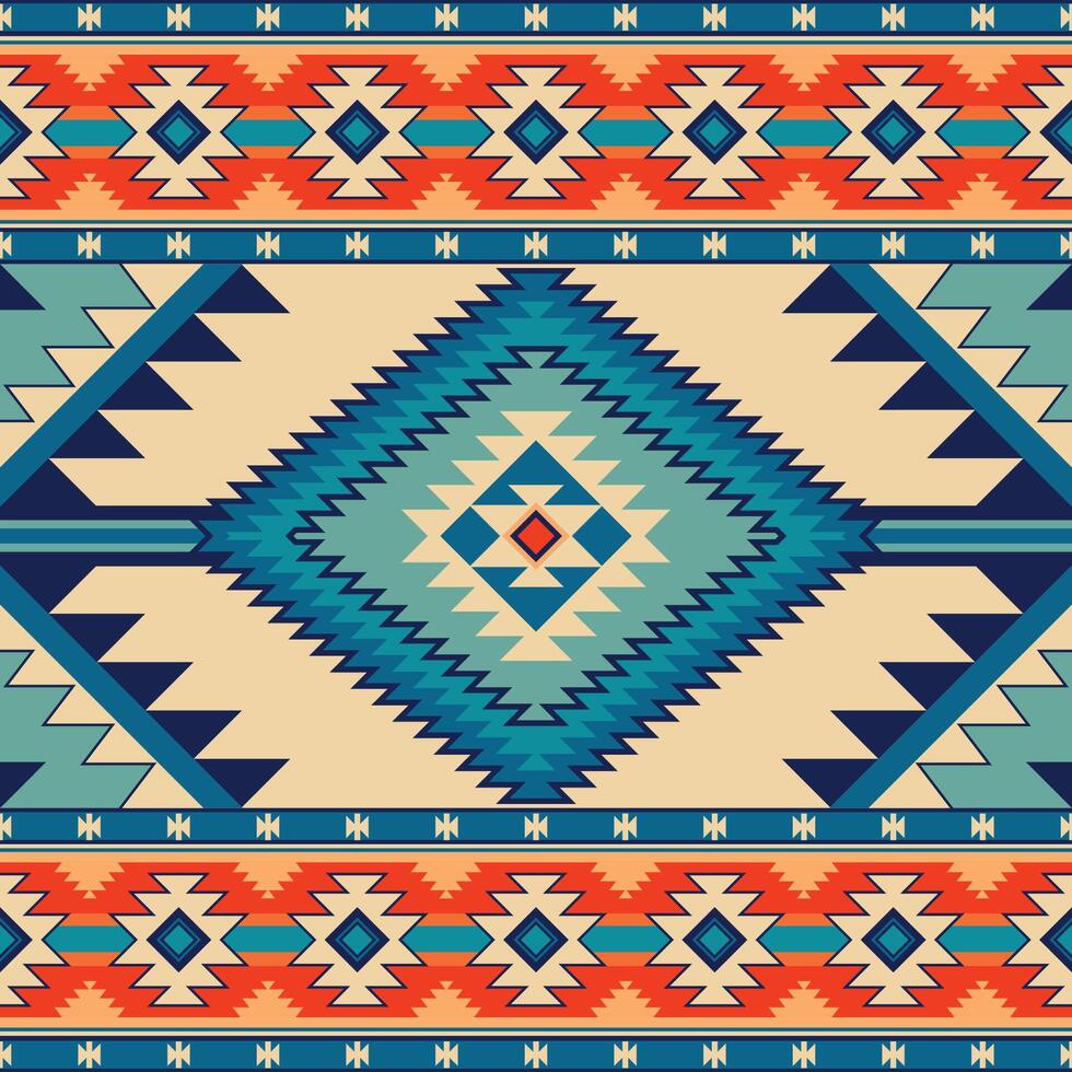 einheimisch amerikanisch indisch Ornament Muster geometrisch ethnisch Textil- Textur Stammes- aztekisch Muster navajo Mexikaner Stoff nahtlos Dekoration Mode vektor