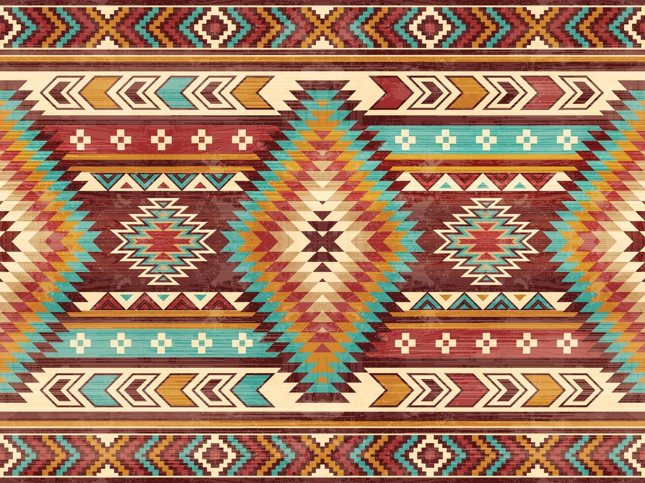 einheimisch amerikanisch indisch Ornament Muster geometrisch ethnisch Textil- Textur Stammes- aztekisch Muster navajo Mexikaner Stoff nahtlos Dekoration Mode vektor