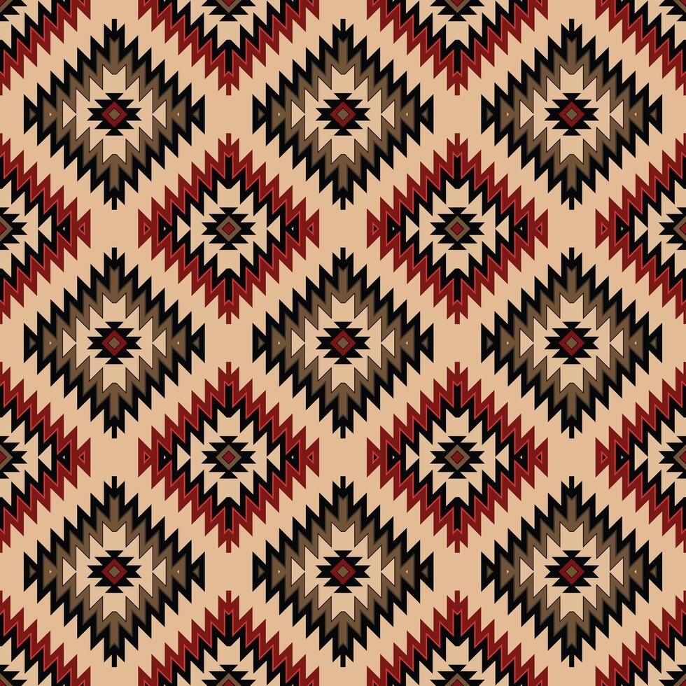 einheimisch amerikanisch indisch Ornament Muster geometrisch ethnisch Textil- Textur Stammes- aztekisch Muster navajo Mexikaner Stoff nahtlos Dekoration Mode vektor