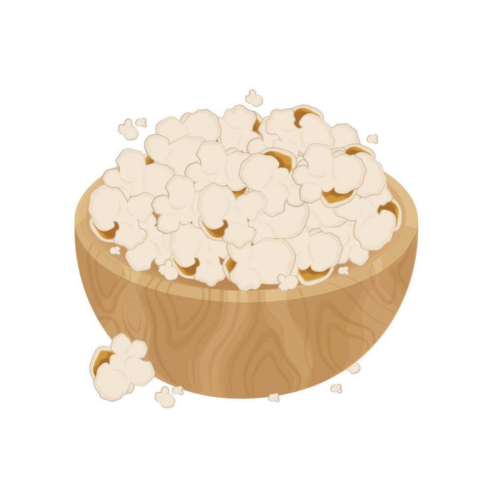 illustration logotyp av popcorn i en trä- skål vektor