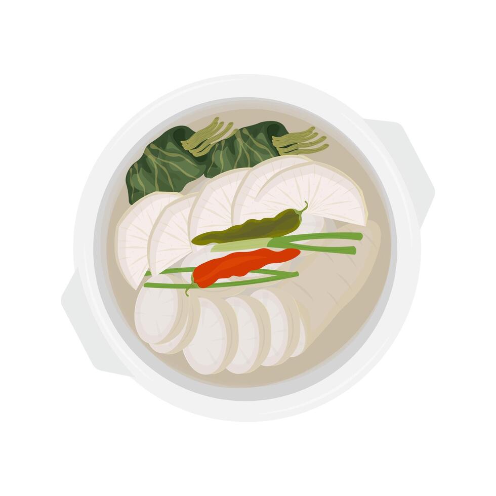 illustration logotyp topp se dongchimi rädisa vatten kimchi vektor