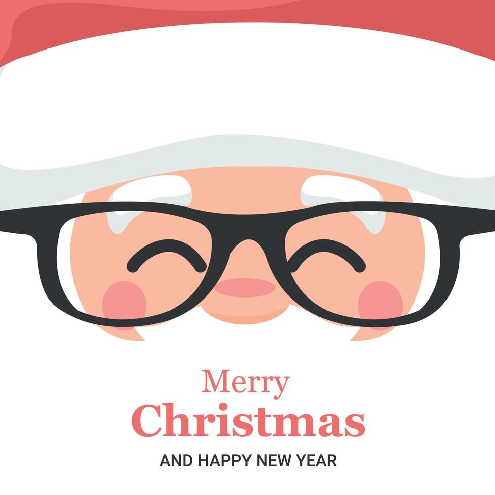 Frohe Weihnachten Kartendesign von Weihnachtsmann mit Brille vektor