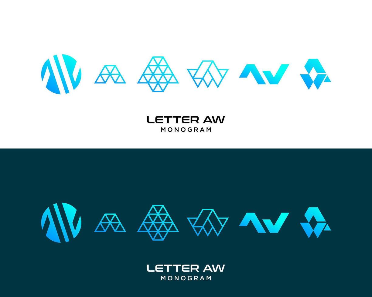 brev aw monogram teknologi företag logotyp design. vektor