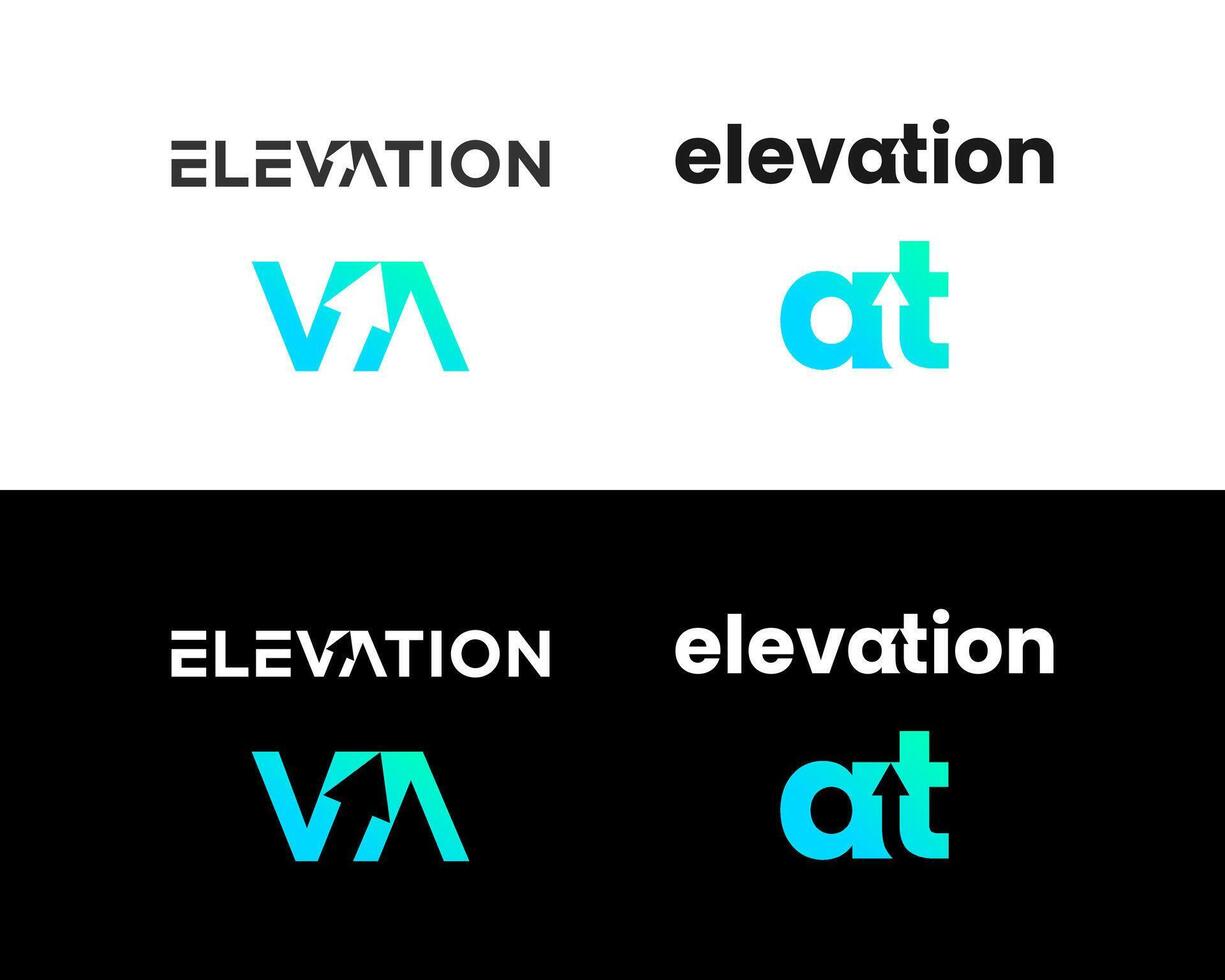 Brief va Wortmarke Bewegung Elevation Logo Design. vektor