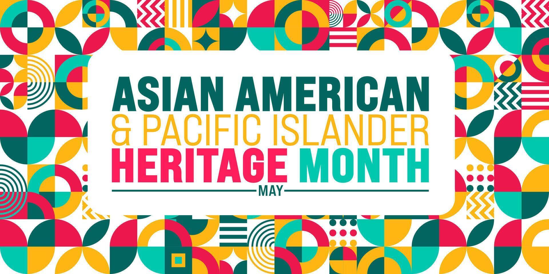 kann ist asiatisch amerikanisch und Pazifik Insulaner Erbe Monat geometrisch gestalten Muster Hintergrund Vorlage. feiert das Kultur, Traditionen und Geschichte im das vereinigt Zustände. vektor