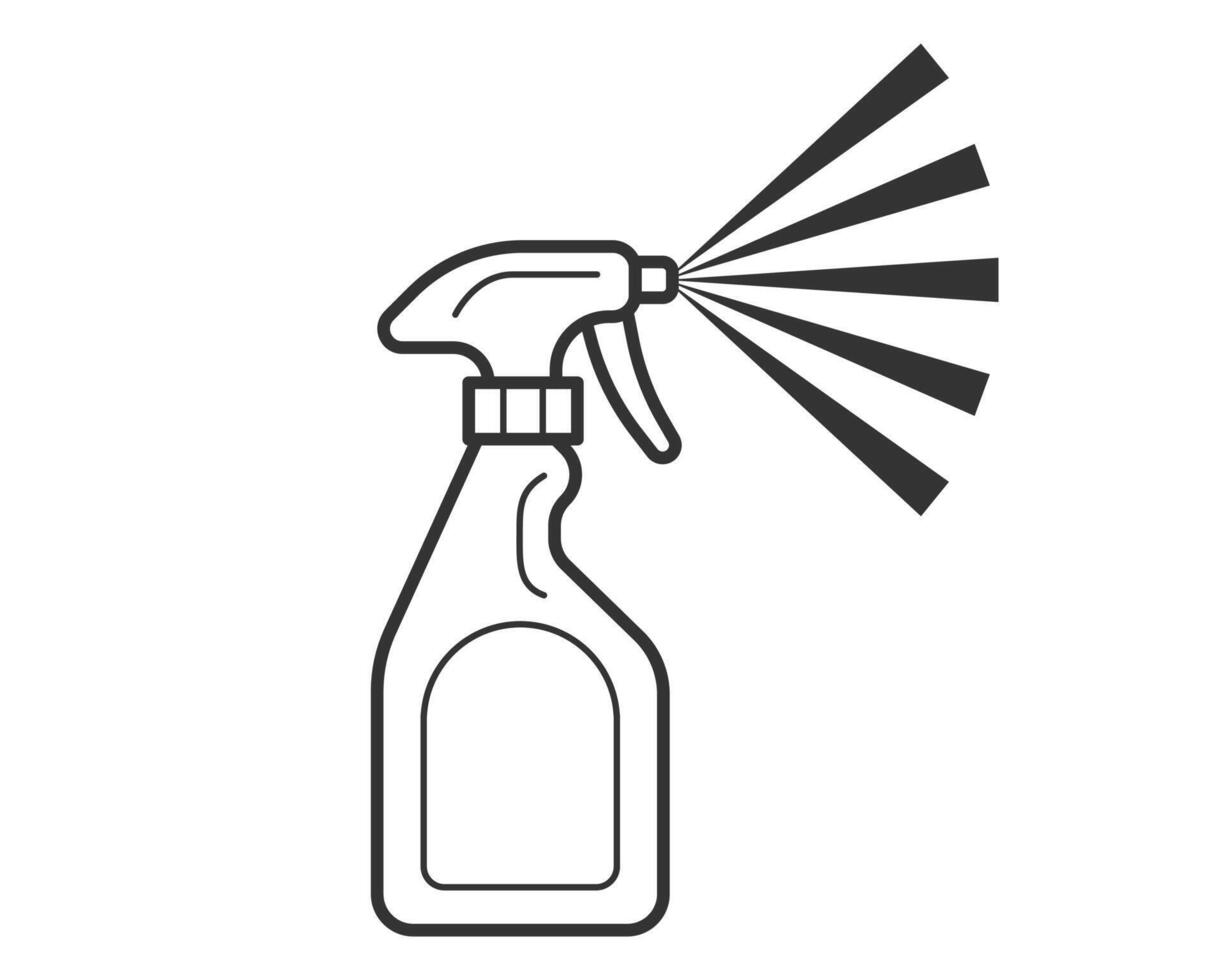 sauber Symbol von Flüssigkeit sprühen im Reinigung Flasche Aerosol. Zeichen Werkzeug zum Wasser Gas Düse, Desinfektion, Hygiene Spritzer. vektor