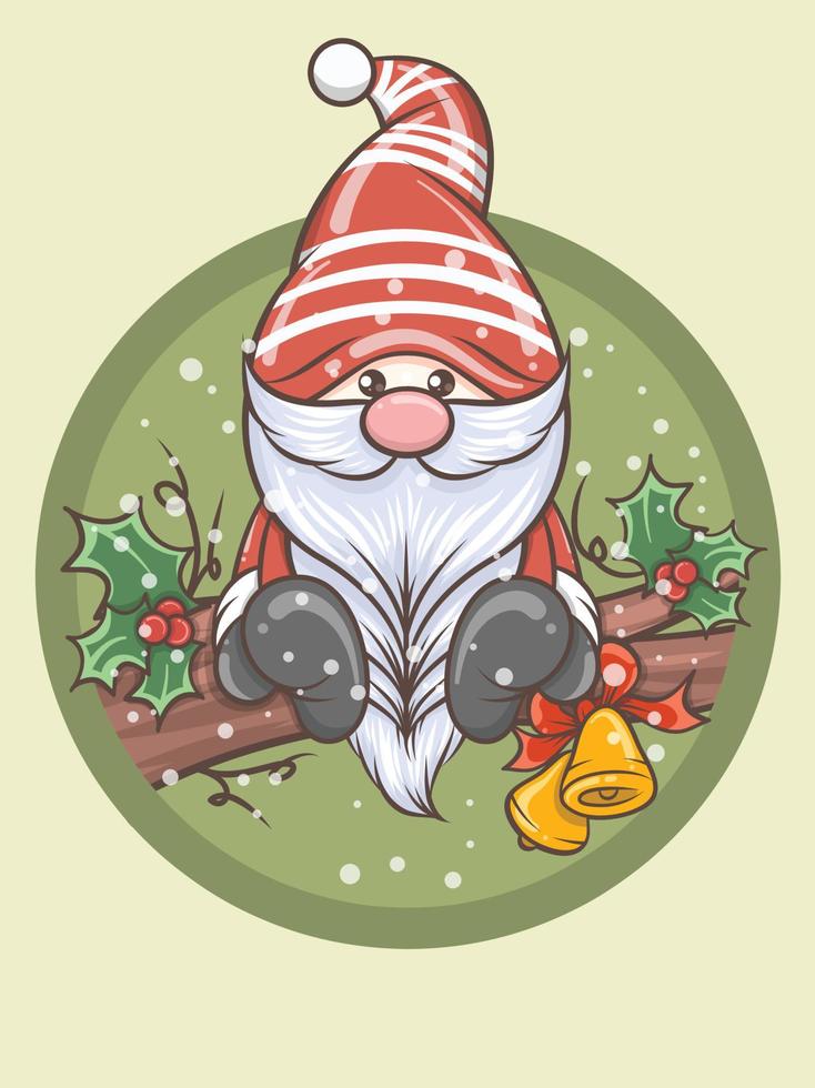 söt gnome illustration håller jingle bells vektor