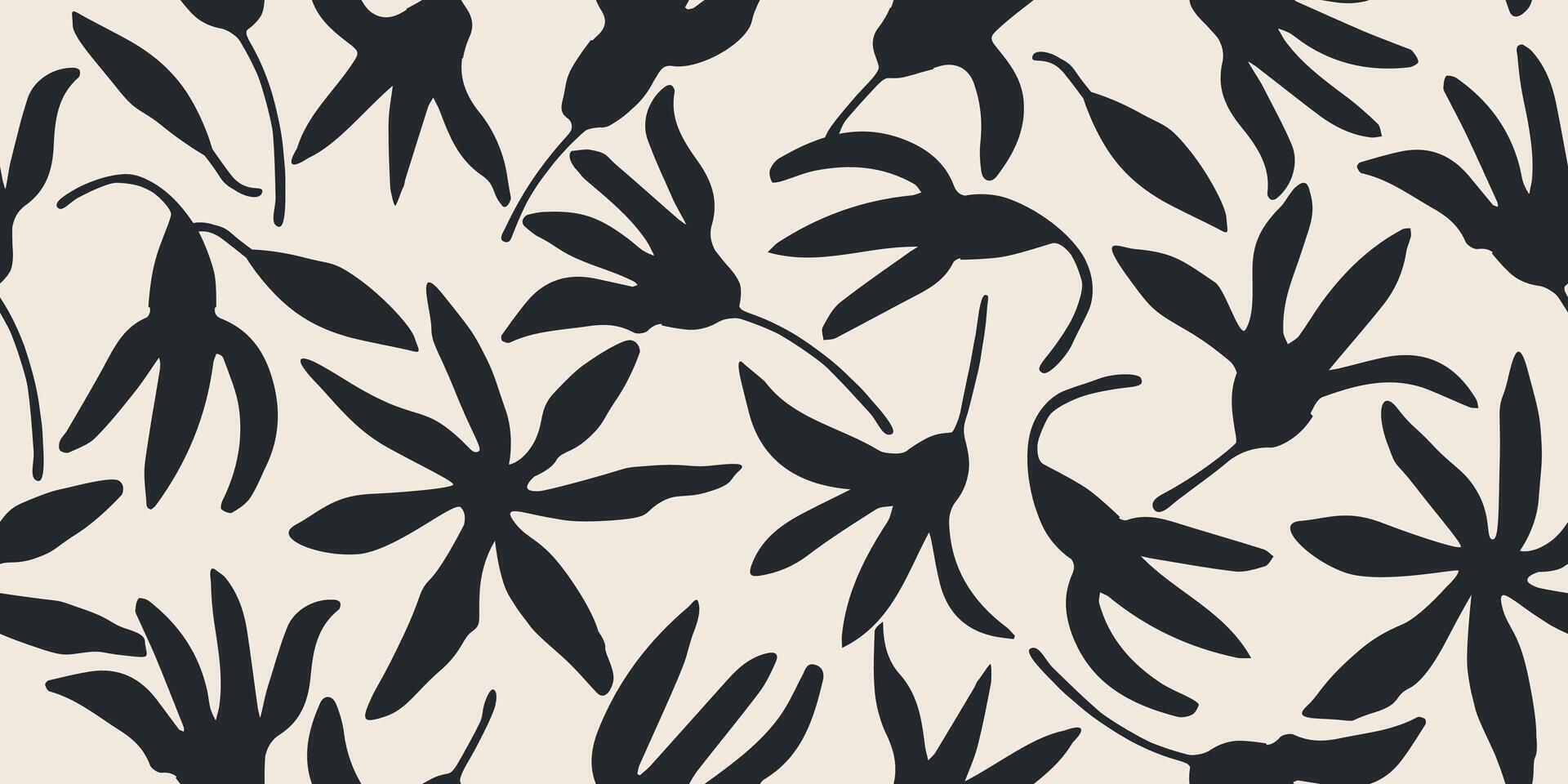 blomma sömlös mönster . organisk former abstrakt blommig bakgrund. modern skriva ut i svart och vit färger för textil- design, tyg, tapet, täcker, kort, vägg konst, posters och dekoration. vektor