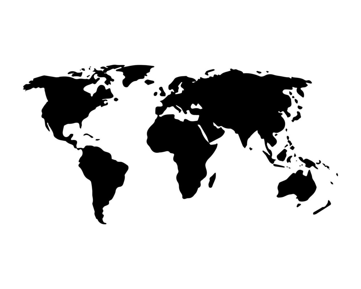 Weltkarte Vektor, isoliert auf weißem Hintergrund. flache Erde, Kartenvorlage für Website-Muster, Jahresbericht, Infografiken. Reisen Sie weltweit, Kartensilhouette-Hintergrund. vektor