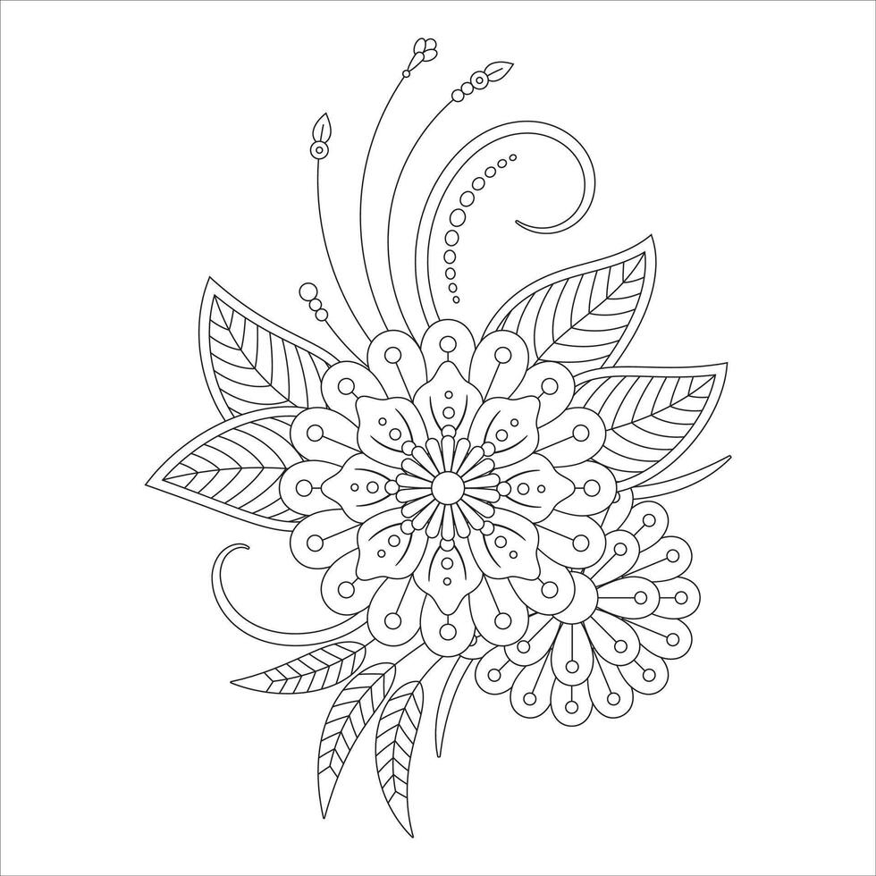 einstellen von mehndi Blume. Dekoration im ethnisch orientalisch, indisch Stil. Gekritzel Ornament. Gliederung Hand zeichnen Illustration vektor