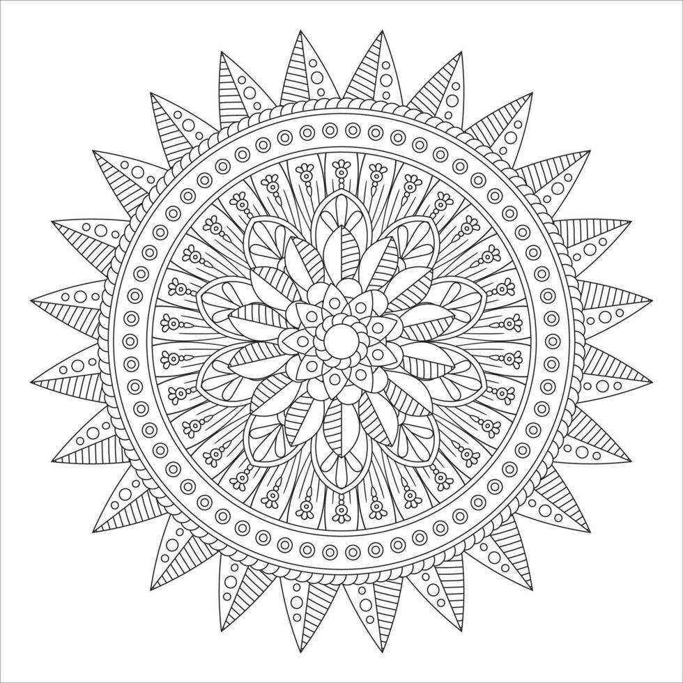 kreisförmiges Muster in Form von Mandala für Henna, Mehndi, Tätowierung, Dekoration. dekoratives Ornament im ethnisch-orientalischen Stil. Malbuchseite. vektor