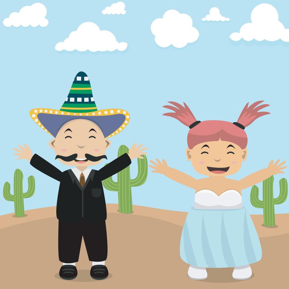 mode mexico bröllop och fältfärg bakgrund vektor
