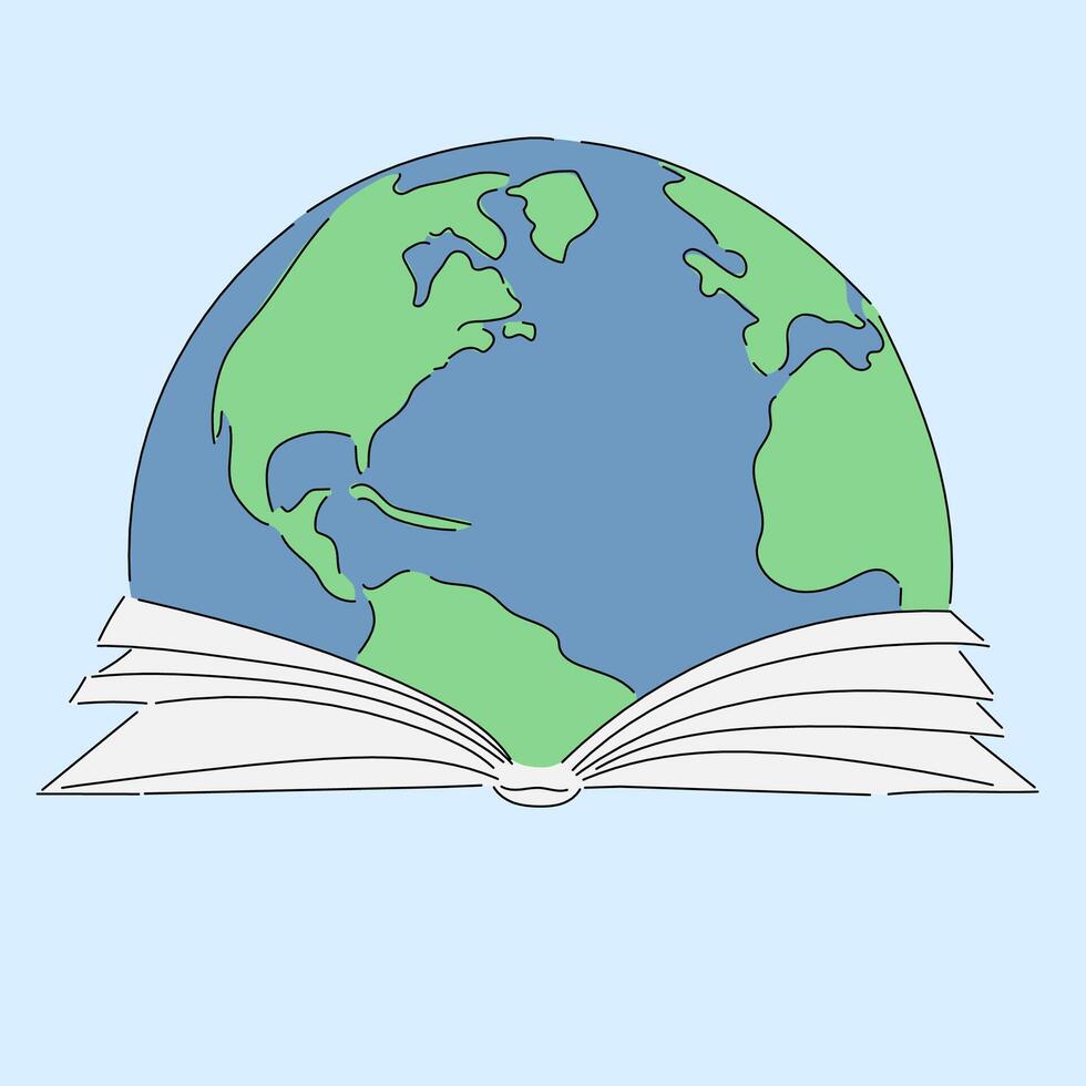 illustration global utbildning genom litteratur sidor vektor
