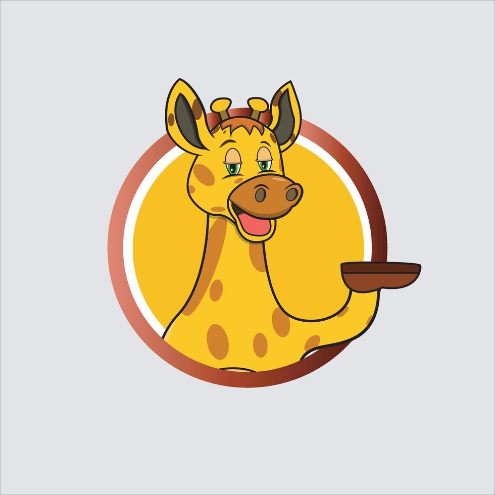 giraff huvud cirkel etikett med slappna av leende uttryck vektor