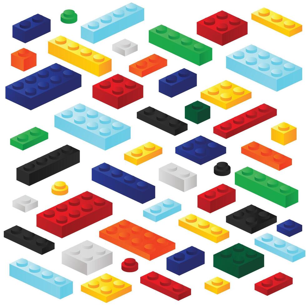 Block Backstein Spielzeug Muster Hintergrund mit verschiedene gestalten und Farbe Kunst Illustration Design isometrisch kostenlos editierbar vektor
