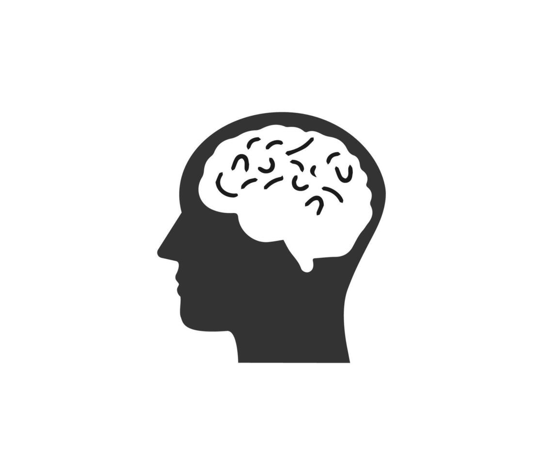 hjärna, mänsklig huvud ikon. illustration. vektor