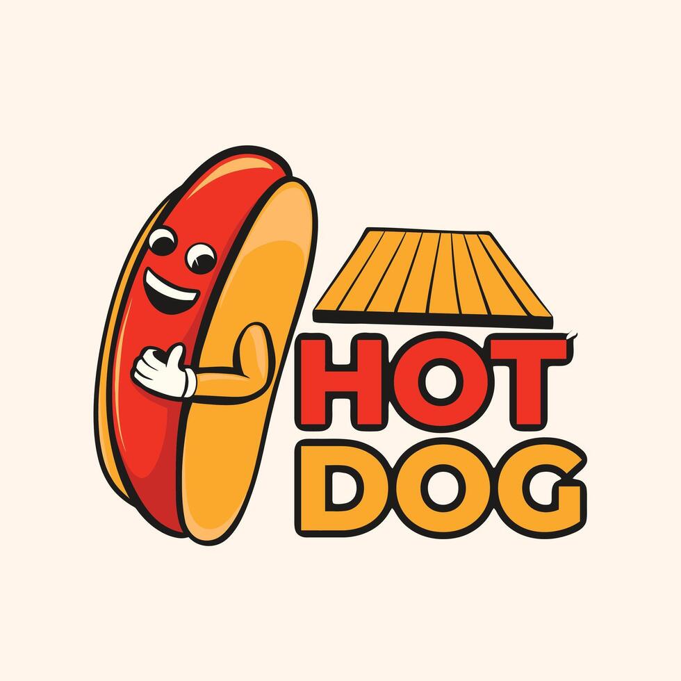 tecknad serie varm hund logotyp design med maskot, lämplig för din företag vektor