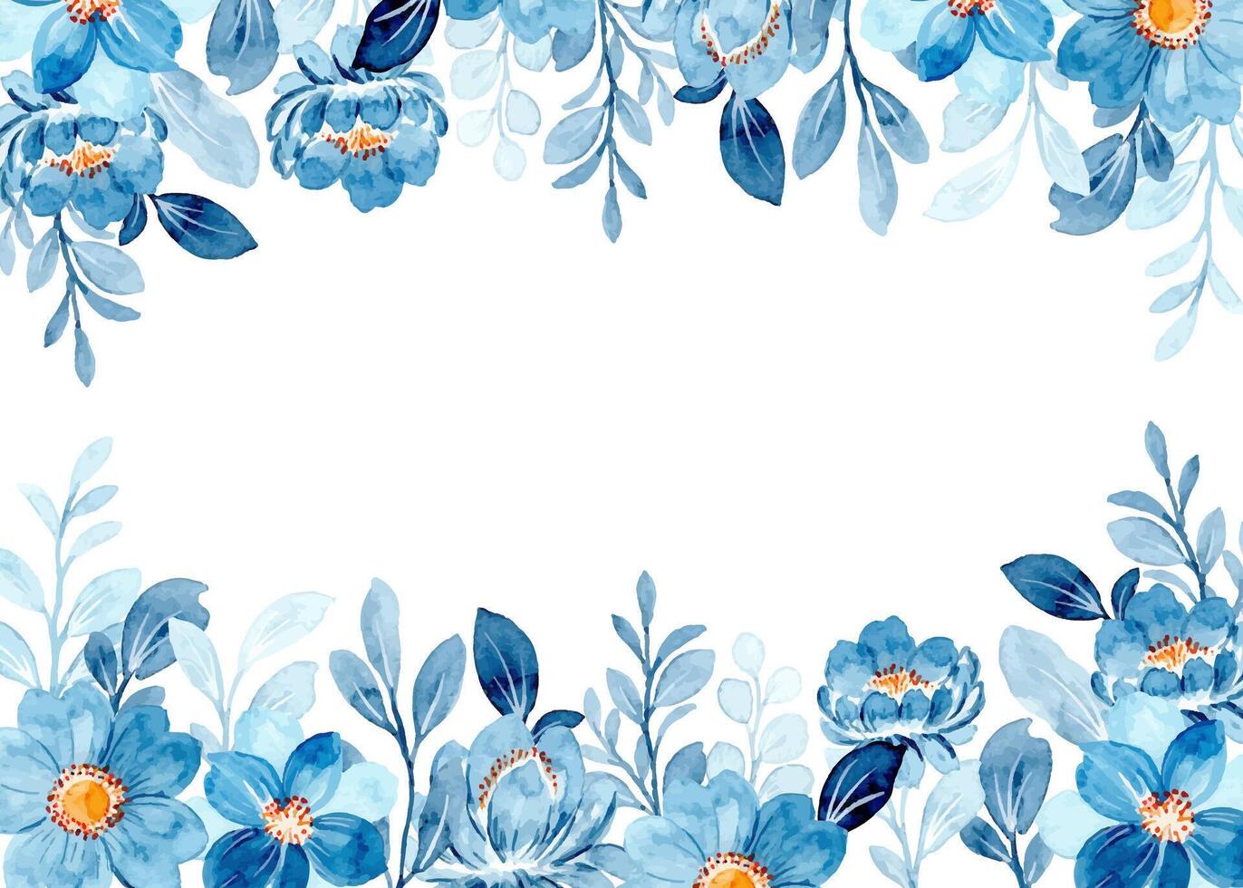 Blau Blumen- Rand mit Aquarell vektor