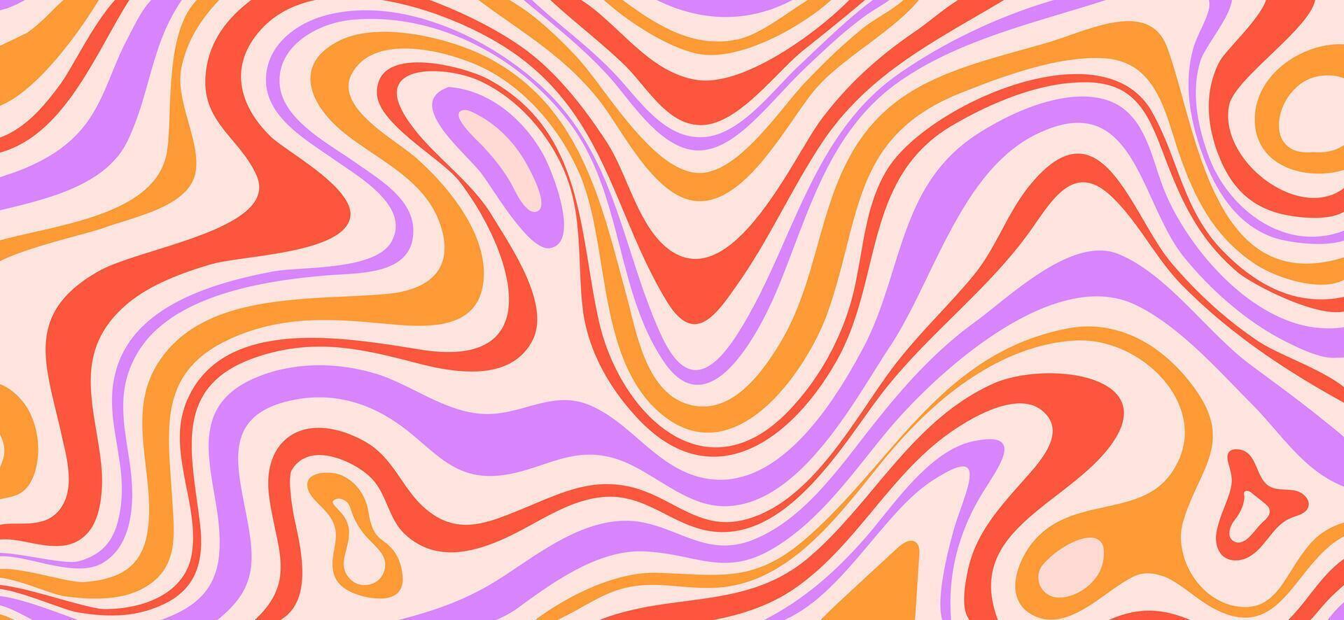 hell Welle groovig Muster. wellig farbig Hintergrund. 70er Jahre psychedelisch Banner. vektor