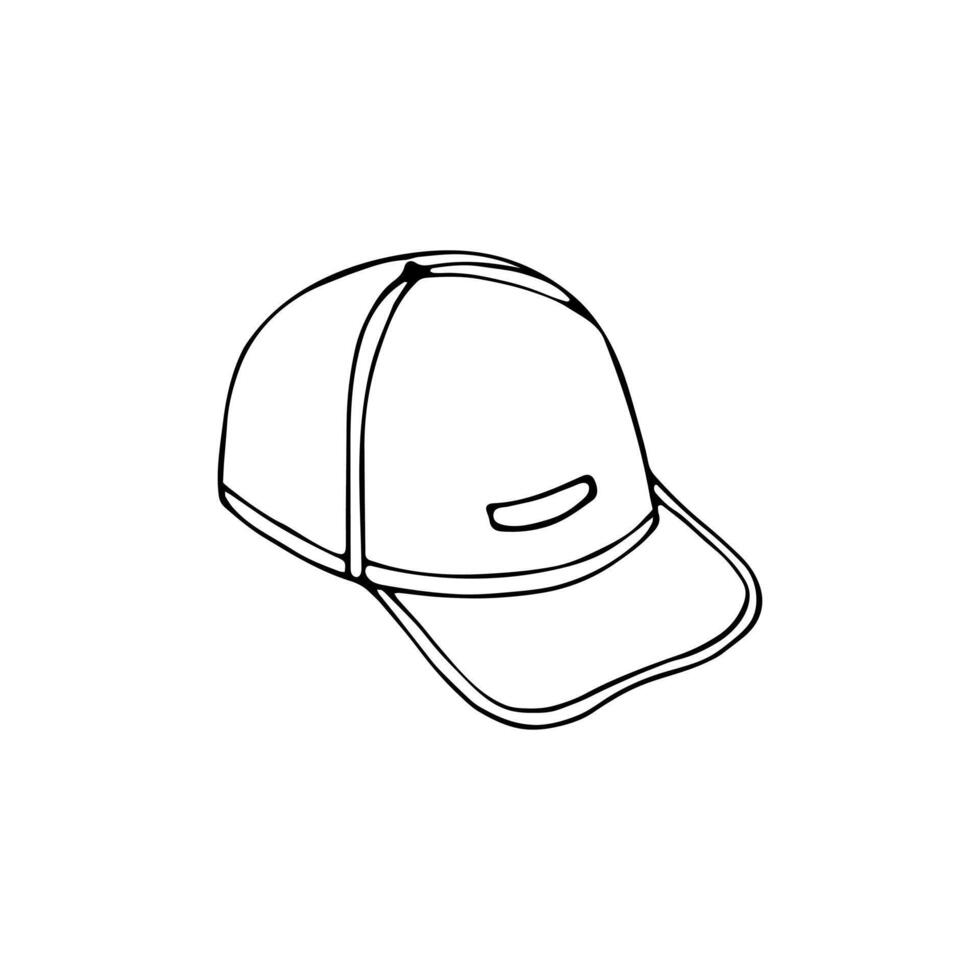 handgemalt Baseball Hut Gliederung Gekritzel Symbol. Sonnenschirm Deckel isoliert auf Weiß vektor