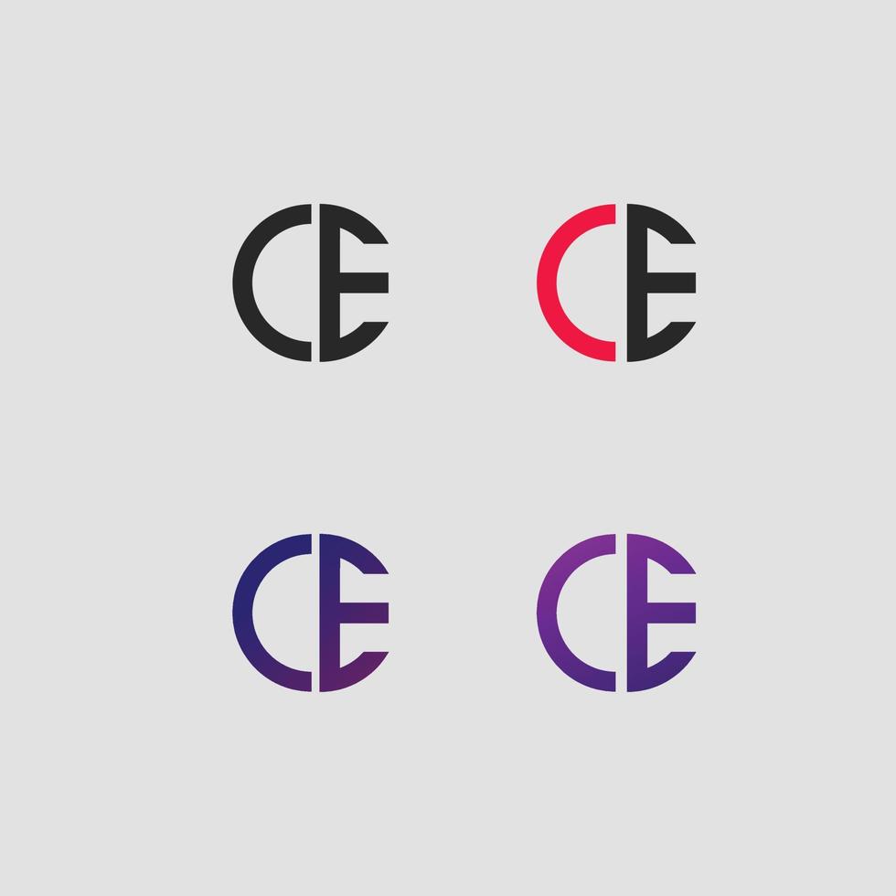 CE Brief Logo Vektor Vorlage Kreative Moderne Form Buntes Monogramm Kreis Logo Firmenlogo Gitter Logo